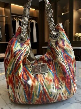 Nicole Lee Multicolor Brushstroke Chain-Handle Hobo Bag